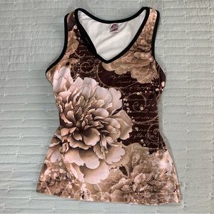 Y2k brown floral workout top